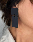 Mingled Dangle Earrings in Black Bauhaus Asymmetrical - LUXAMORE