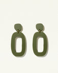 Woman Wearing Mingled RILEY Dangle Earrings in Olive Green - Earings LUXAMORE