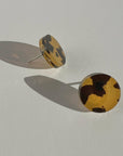 Mingled Tortoise Shell Round Stud Earrings - 15mm LUXAMORE