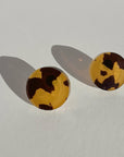 Mingled Tortoise Shell Round Stud Earrings - 15mm LUXAMORE