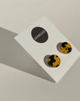 Mingled Tortoise Shell Round Stud Earrings - 15mm LUXAMORE