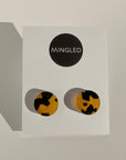 Mingled Tortoise Shell Round Stud Earrings - 15mm LUXAMORE
