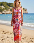 Body-con maxi dress: Miss Goodlife Lace Dress Tiger Heart featuring a tropical floral print and delicate lace trim.