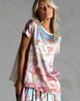 Miss Goodlife T-shirt Light Garden worn by model in natural setting LUXAMORE
