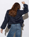 Woman Wearing Mode & Affaire Cascade Fur Coat In Ink - JACKET LUXAMORE