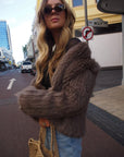 Woman Wearing Mode & Affaire Cascade Fur Coat - Portobello - jacket LUXAMORE