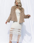 Woman Wearing Mode & Affaire Cascade Fur Coat In Ink - JACKET LUXAMORE