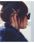 Woman Wearing Mode & Affaire Collier Fur Vest - Ink - LUXAMORE