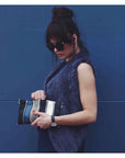 Woman Wearing Mode & Affaire Collier Fur Vest - Ink - LUXAMORE