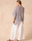 Woman Wearing Estilo Emporio Falla Top - Rete Anthracite - Top LUXAMORE
