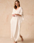 Woman Wearing Polla Maxi Dress in Exclusive Rete Anthracite - Dress LUXAMORE
