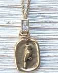 Cardinal necklace Memorial jewelry bird lover gift: Gold / 18” LUXAMORE