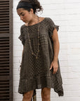 La Bottega di Brunella VESTITO BUFFETTONE - Burdell Nero - Fossil worn by model sustainably made in italy AW26 LUXAMORE