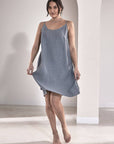 Eadie Lifestyle Linen Slip Dress Blue