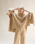 Lemme Maglione Mantella Oversize in Misto Cashmere: Beige
