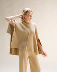 Lemme Maglione Mantella Oversize in Misto Cashmere: Beige