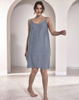 Eadie Lifestyle Linen Slip Dress Blue
