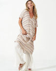 Woman Wearing Estilo Emporio Zaza Linen Dress - Marrakesh - Dress LUXAMORE