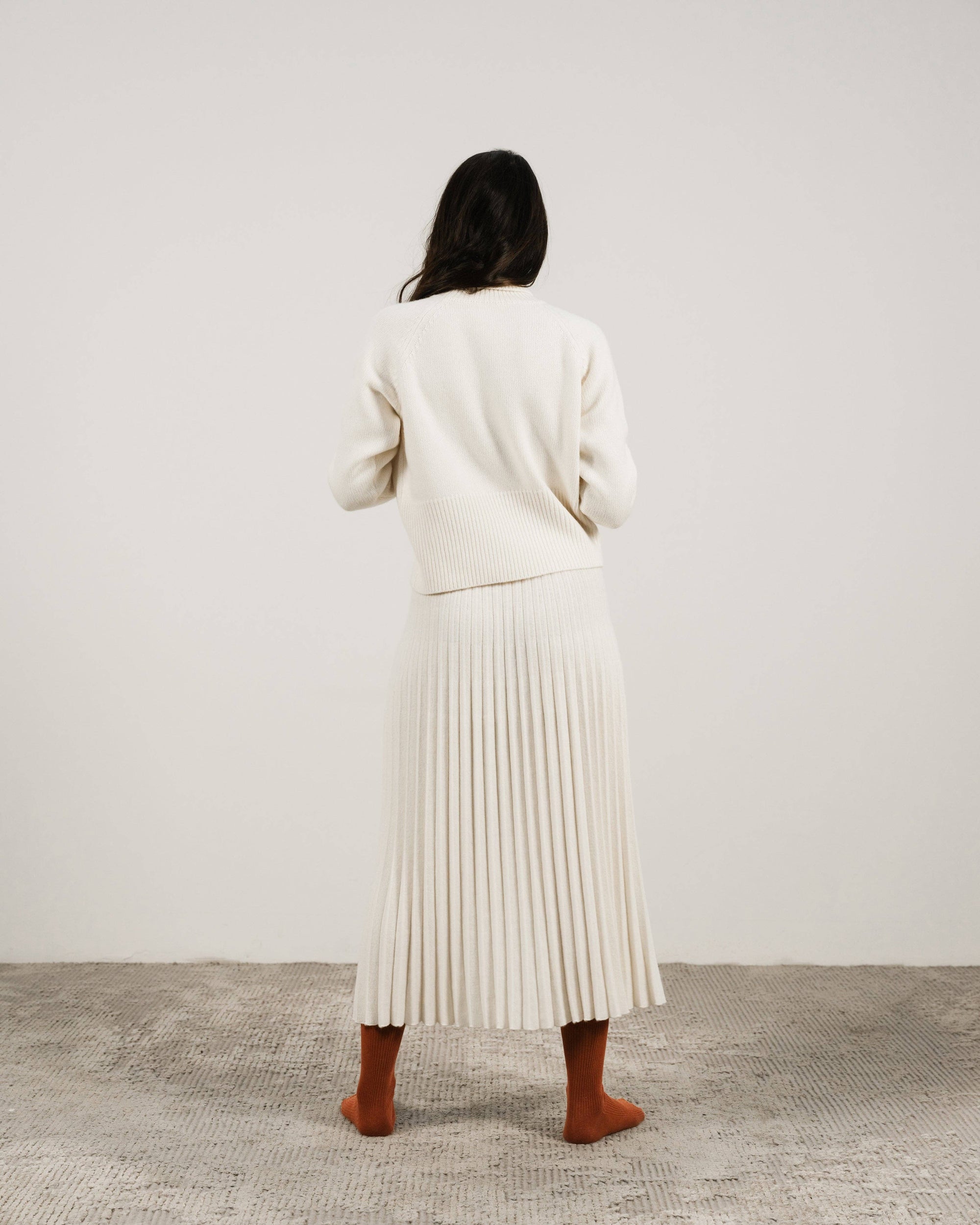 Lemme Cashmere blend pleated skirt: Caramello
