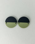 Mingled Statement Studs in Olive Green and Black