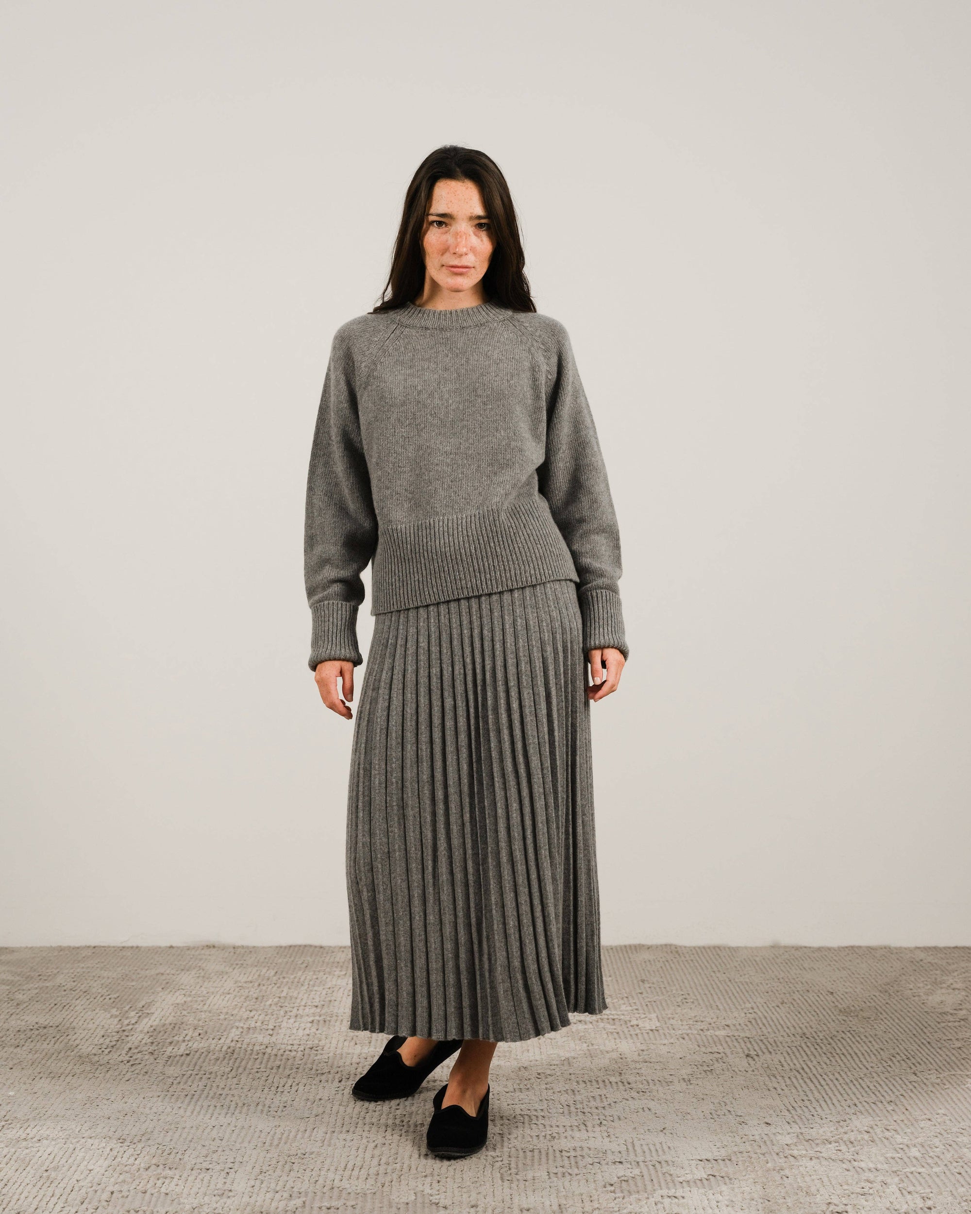 Lemme Cashmere blend pleated skirt: Caramello