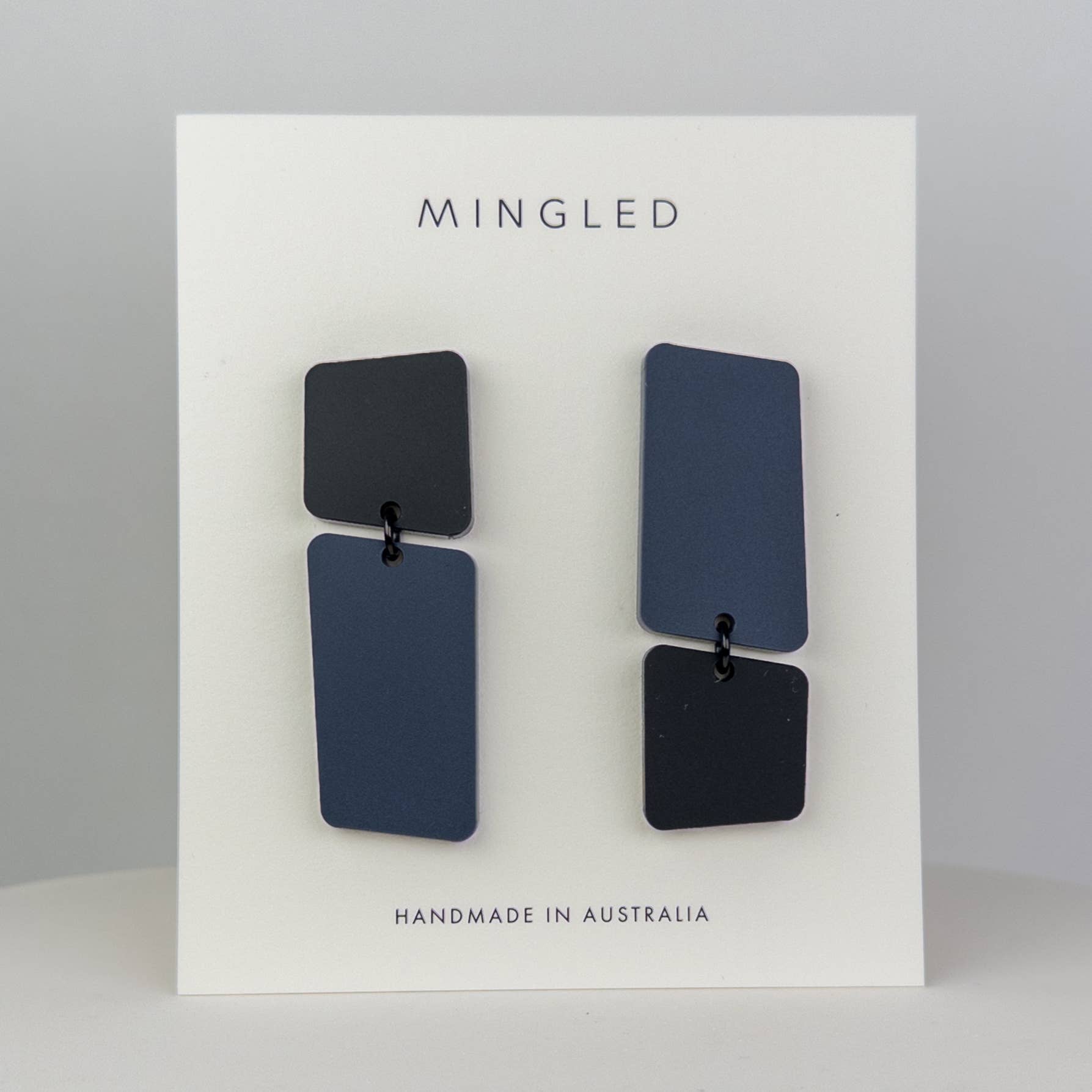 Mingled Bauhaus | Asymmetrical Earrings - Dark Blue and Black