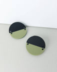 Mingled Statement Studs in Olive Green and Black