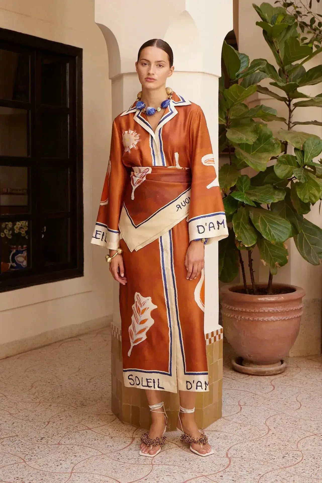 ALÉMAIS Soleil D'amour Silk Shirtdress LUXAMORE  