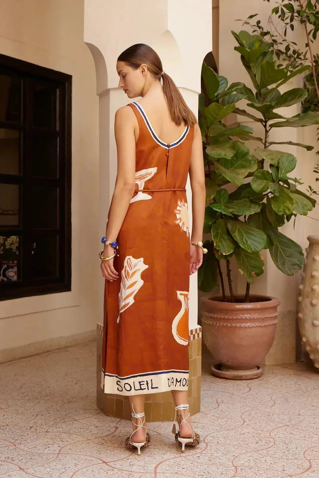ALEMAIS Soleil D'amour Silk Midi Dress LUXAMORE  