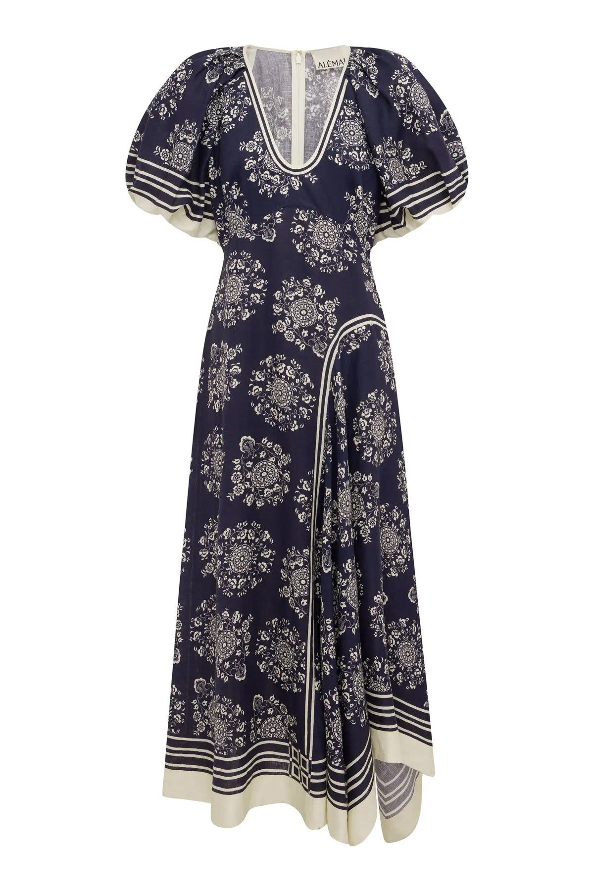 Alemais Sustainable Banderra Midi Shirtdress ghost image front view LUXAMORE