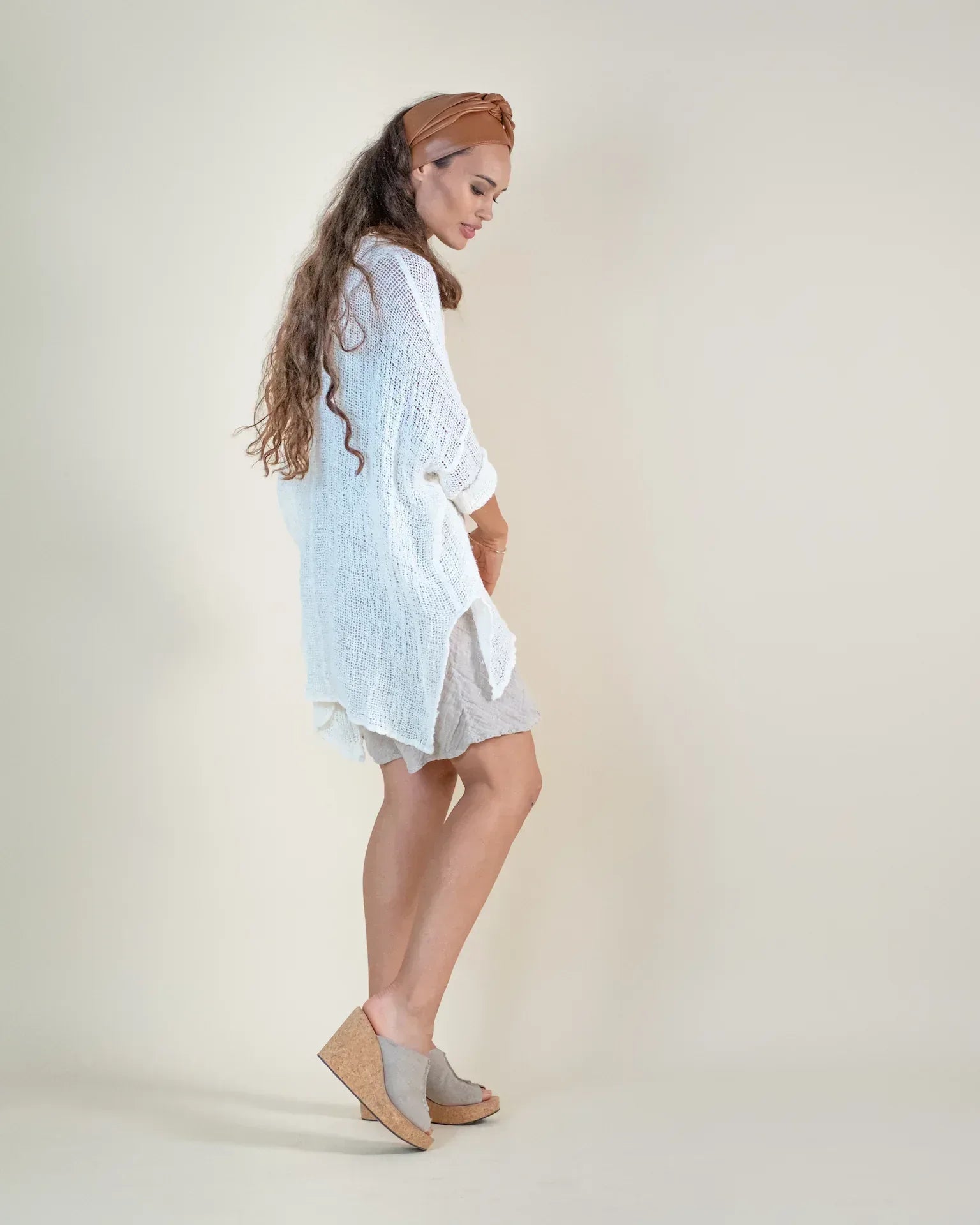 Alemais Sustainable Florence-Shirt close up worn by model LUXAMORE