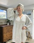 Alemais Sustainable Florence-Shirt close up worn by model LUXAMORE