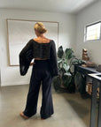 Alemais Sustainable Florence-Shirt close up worn by model LUXAMORE