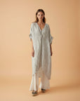 Alemais Sustainable Florence-Shirt close up worn by model LUXAMORE
