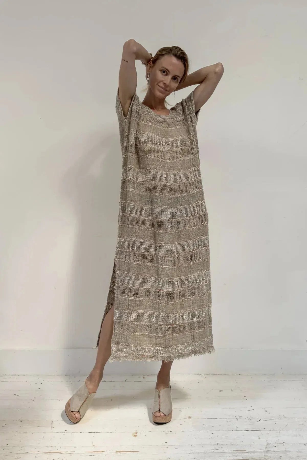 Alemais Sustainable Florence-Shirt close up worn by model LUXAMORE