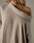 Alemais Sustainable Florence-Shirt close up worn by model LUXAMORE