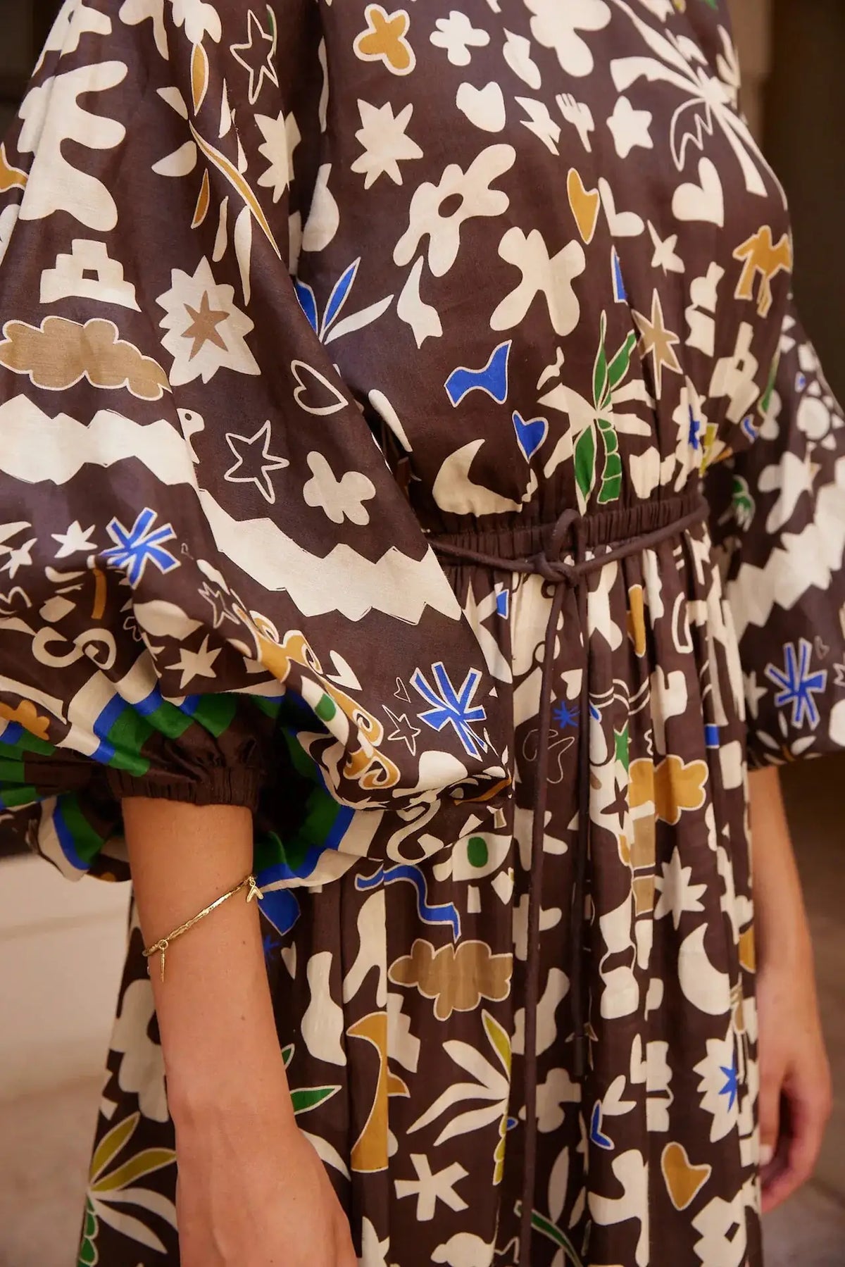 Alemais Sustainable Florence-Shirt close up worn by model LUXAMORE