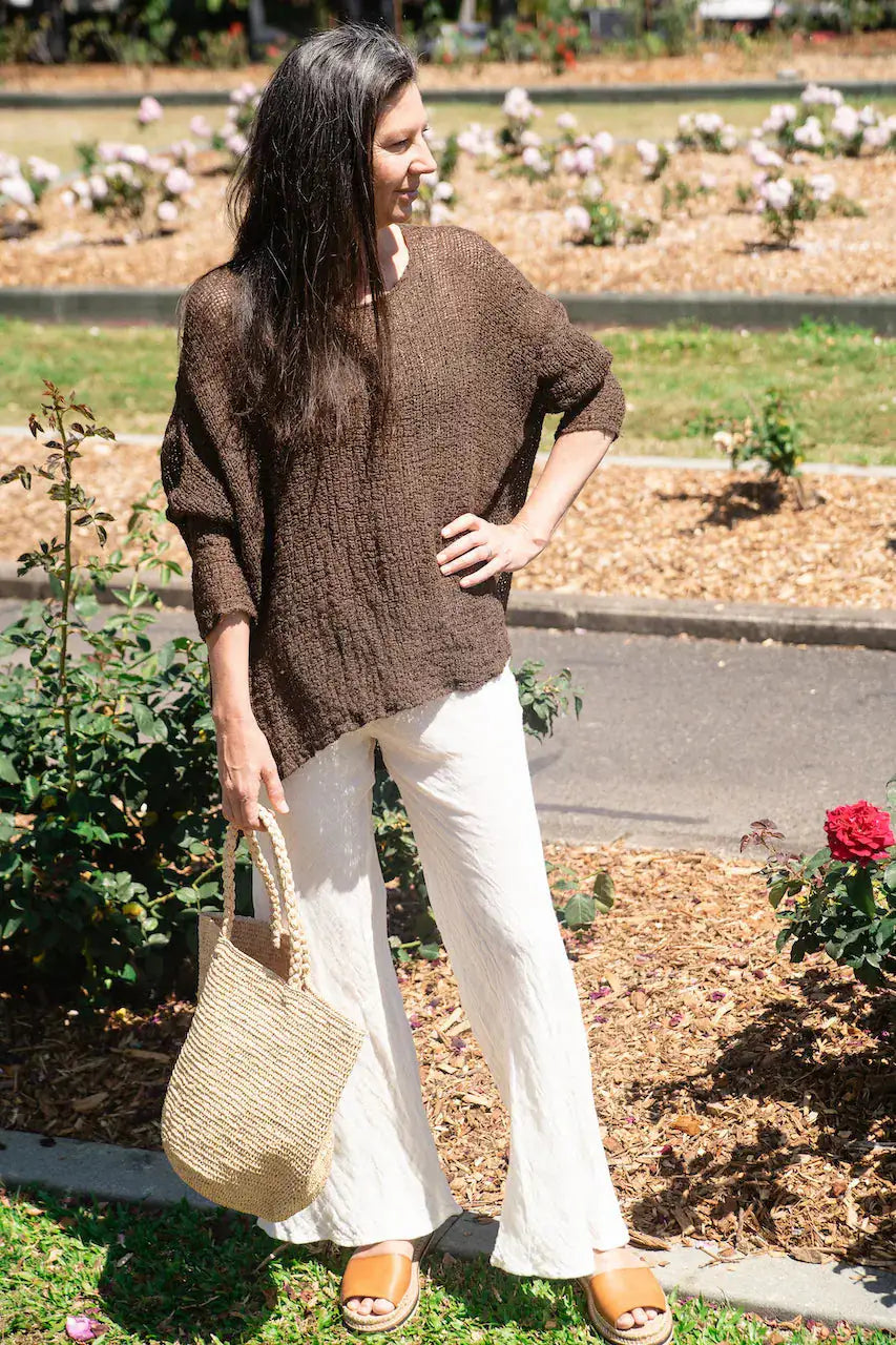 Alemais Sustainable Florence-Shirt close up worn by model LUXAMORE