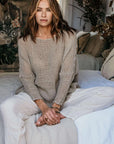 Alemais Sustainable Florence-Shirt close up worn by model LUXAMORE