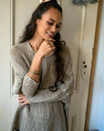Alemais Sustainable Florence-Shirt close up worn by model LUXAMORE