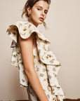 Alemais Sustainable Florence-Shirt close up worn by model LUXAMORE