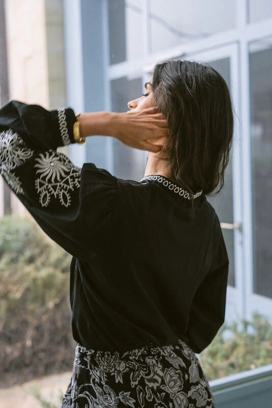 Boho Verona Black &amp; White Embroidered Shirt