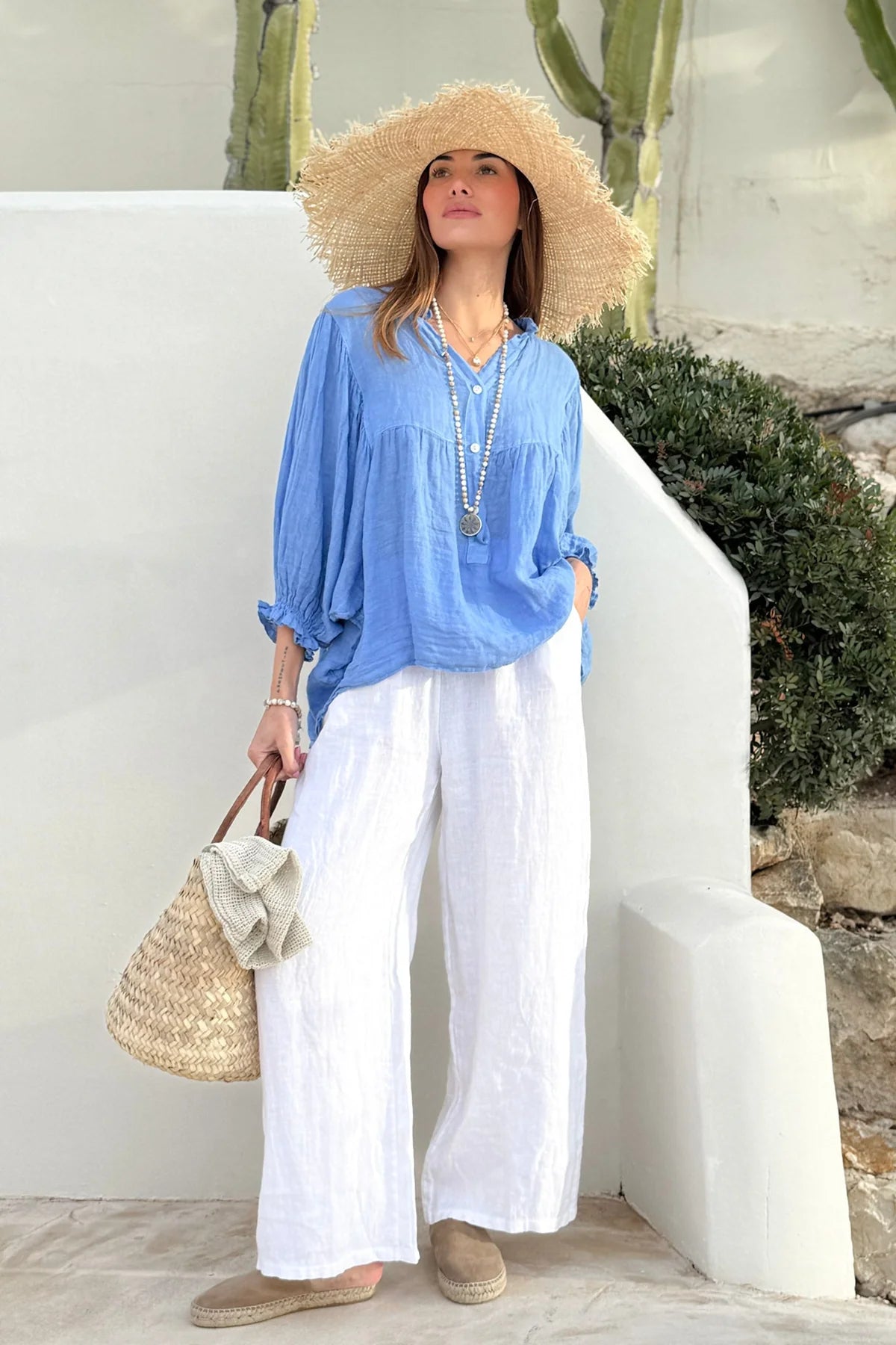 Bypias Alice Linen Shirt - Blue LUXAMORE  