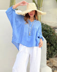 Alemais Sustainable Florence-Shirt close up worn by model LUXAMORE