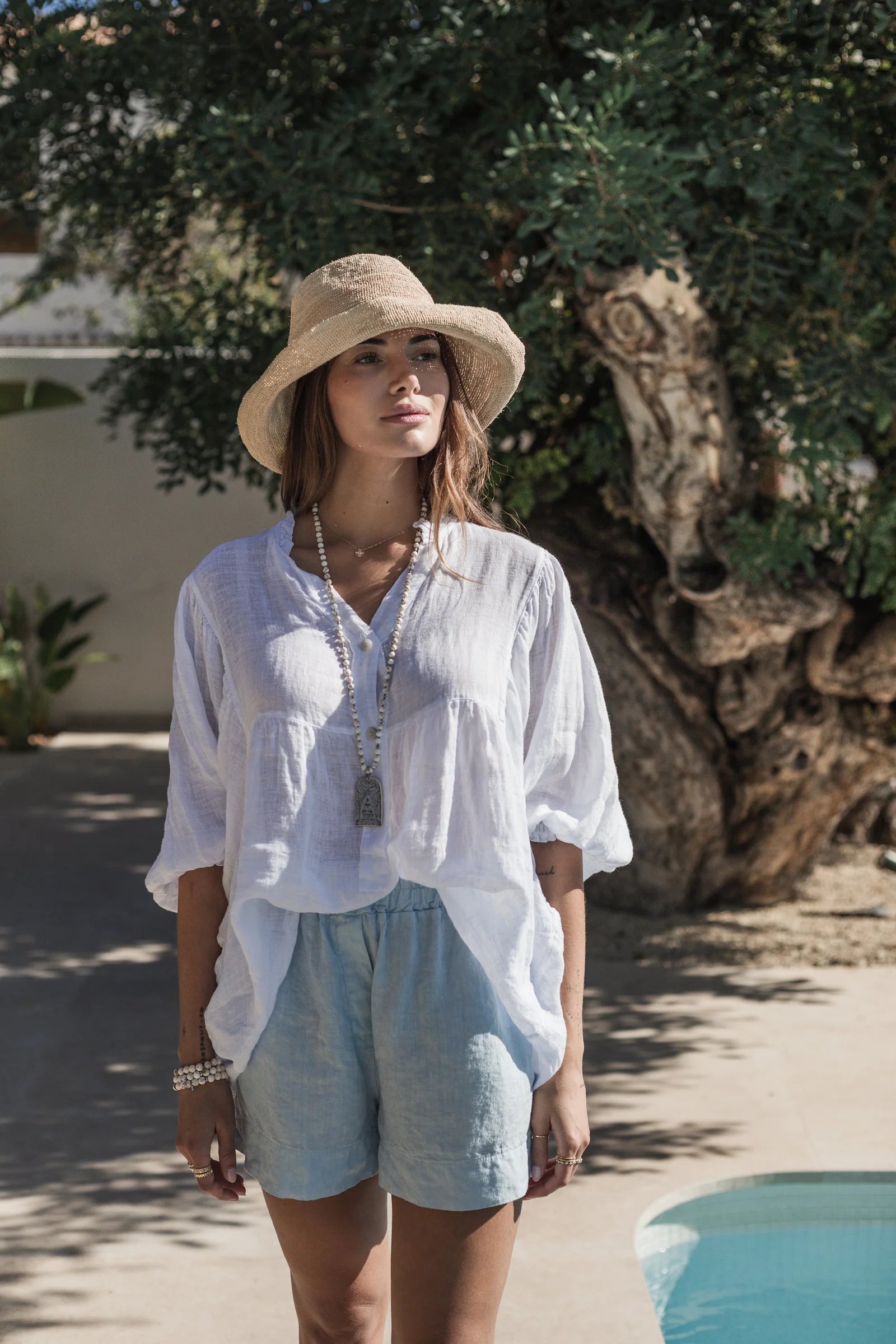 Bypias Alice Linen Shirt - White LUXAMORE  