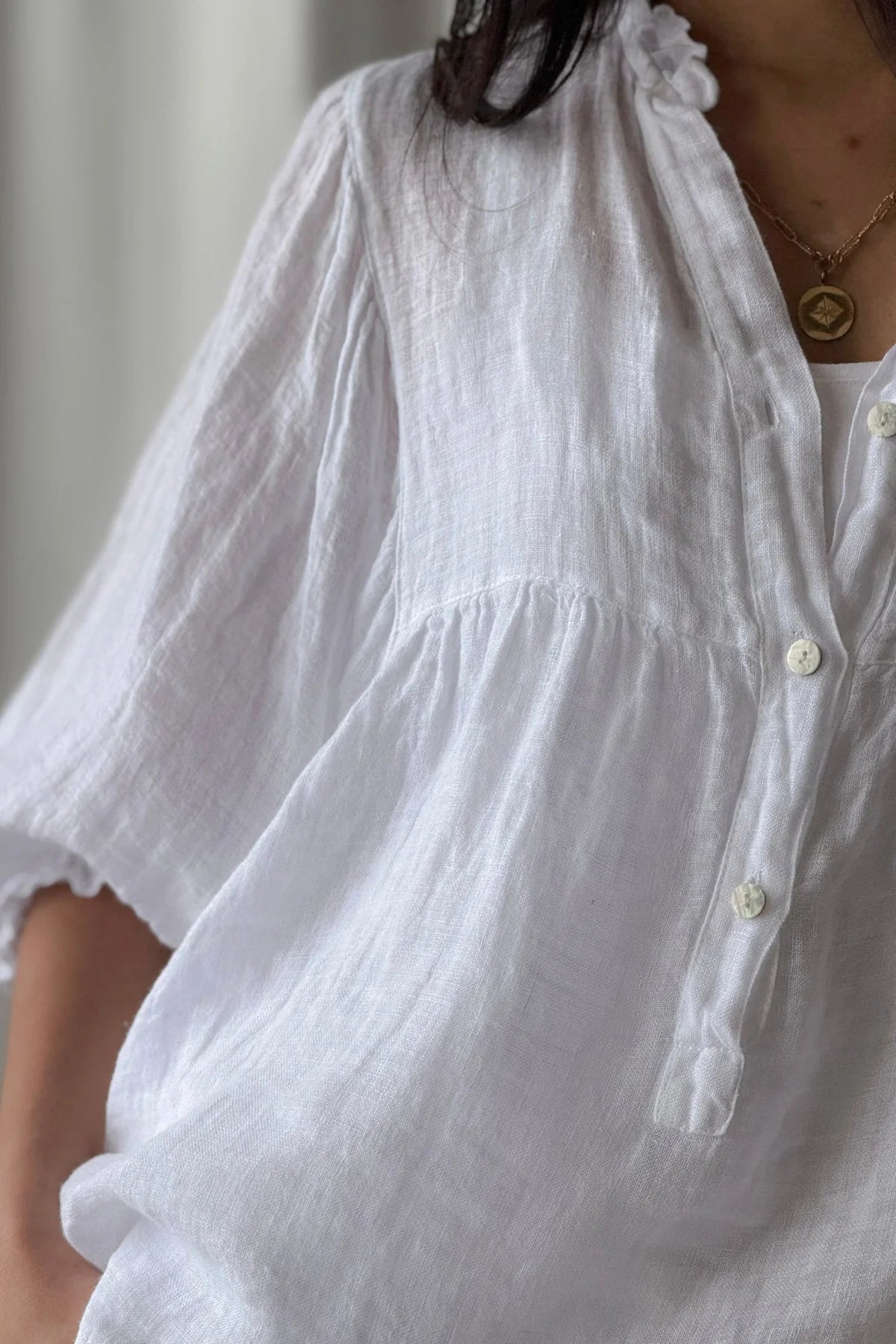 Bypias Alice Linen Shirt - White LUXAMORE  