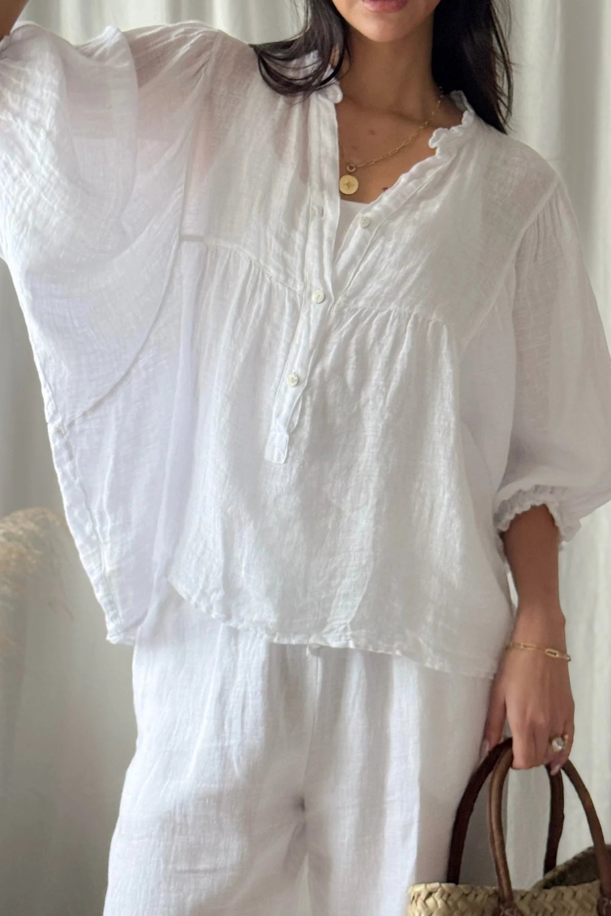 Bypias Alice Linen Shirt - White LUXAMORE  