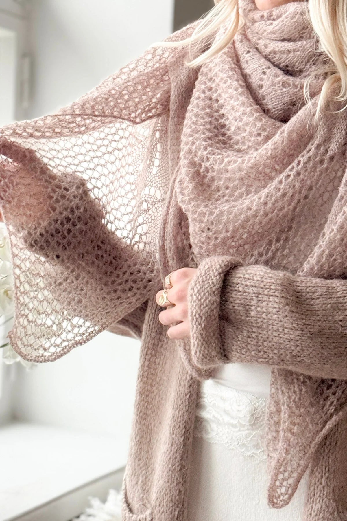 Bypias Dreamy Day Mohair Scarf - Taupe LUXAMORE  