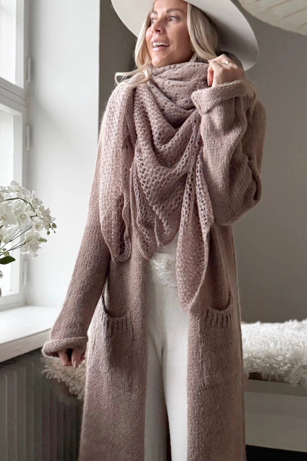Bypias Dreamy Day Mohair Scarf - Taupe LUXAMORE  
