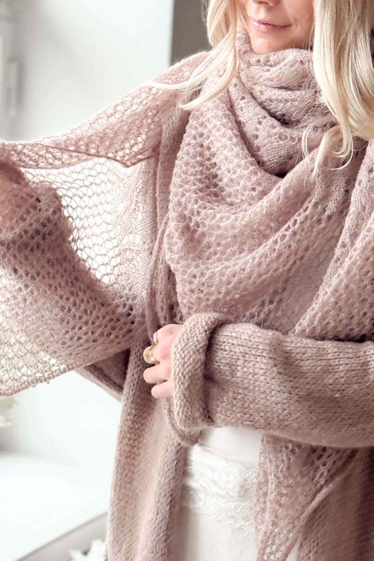 Bypias Dreamy Day Mohair Scarf - Taupe LUXAMORE  